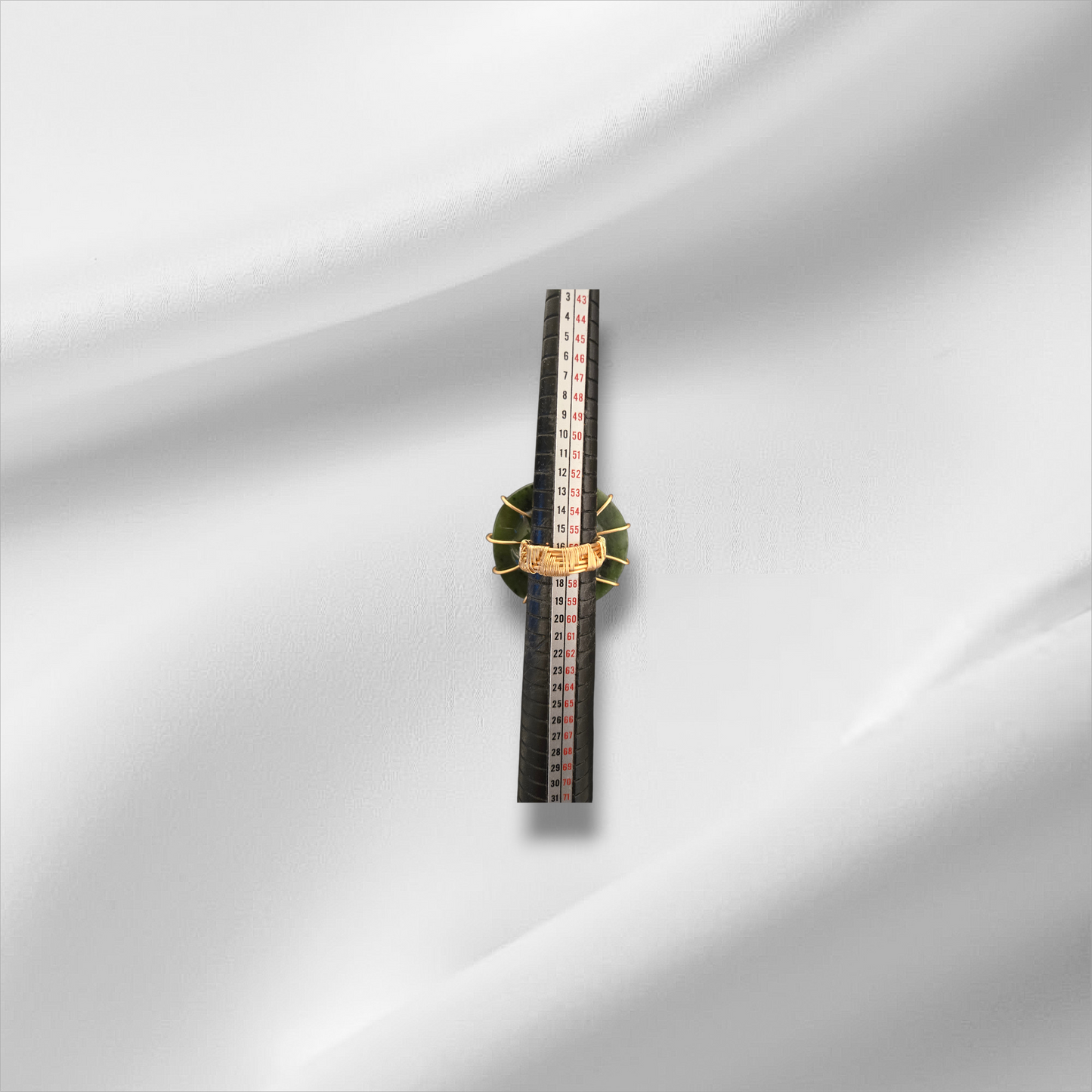 One of One Gold Plated Nephrite Jade Ring | Handmade Jade Crystal Jewelry | Size 8