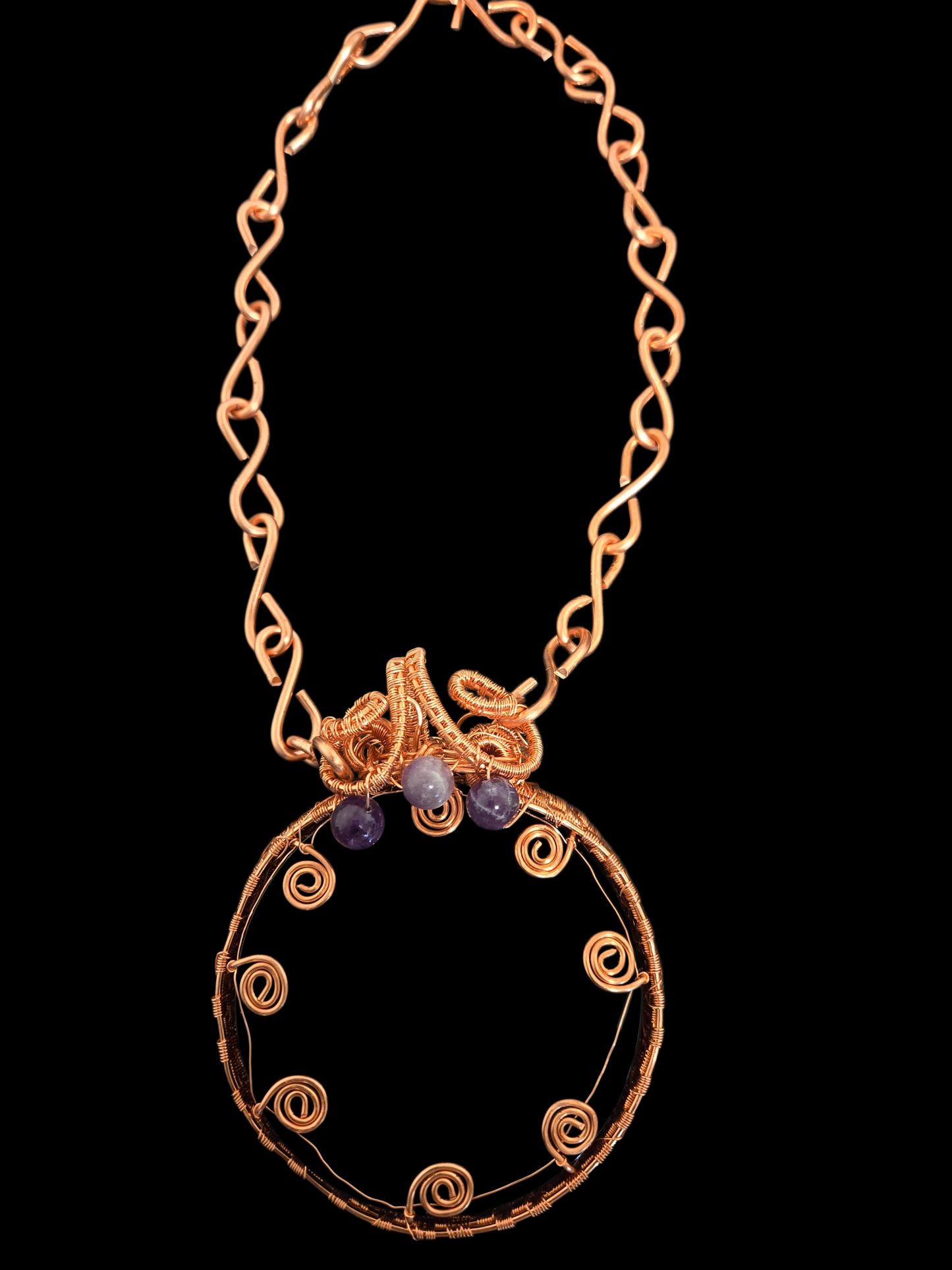 Copper Wire Wrapped Obsidian Black Mirror Necklace – Protective Grounding Crystal Pendant