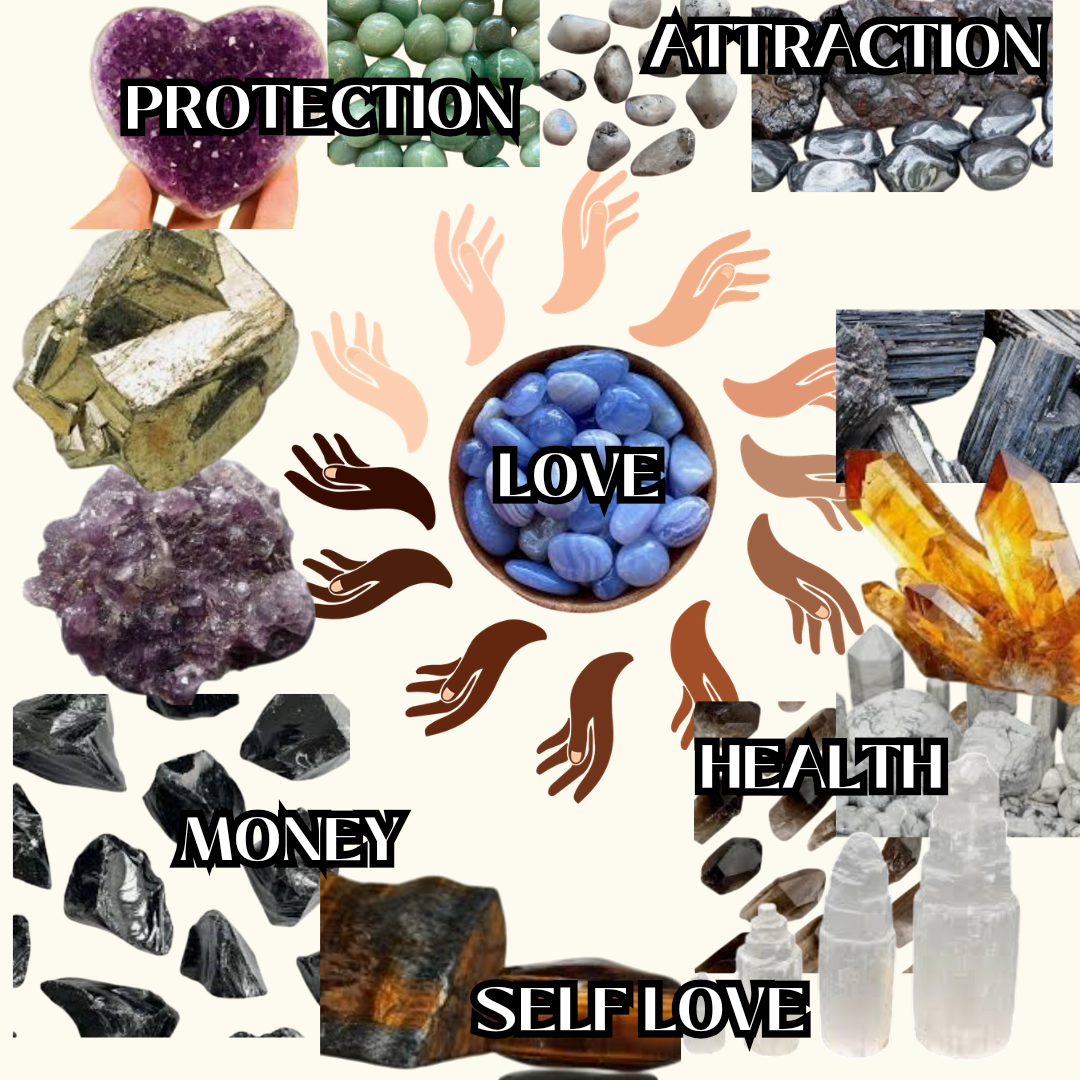 picture with different crystals and stones