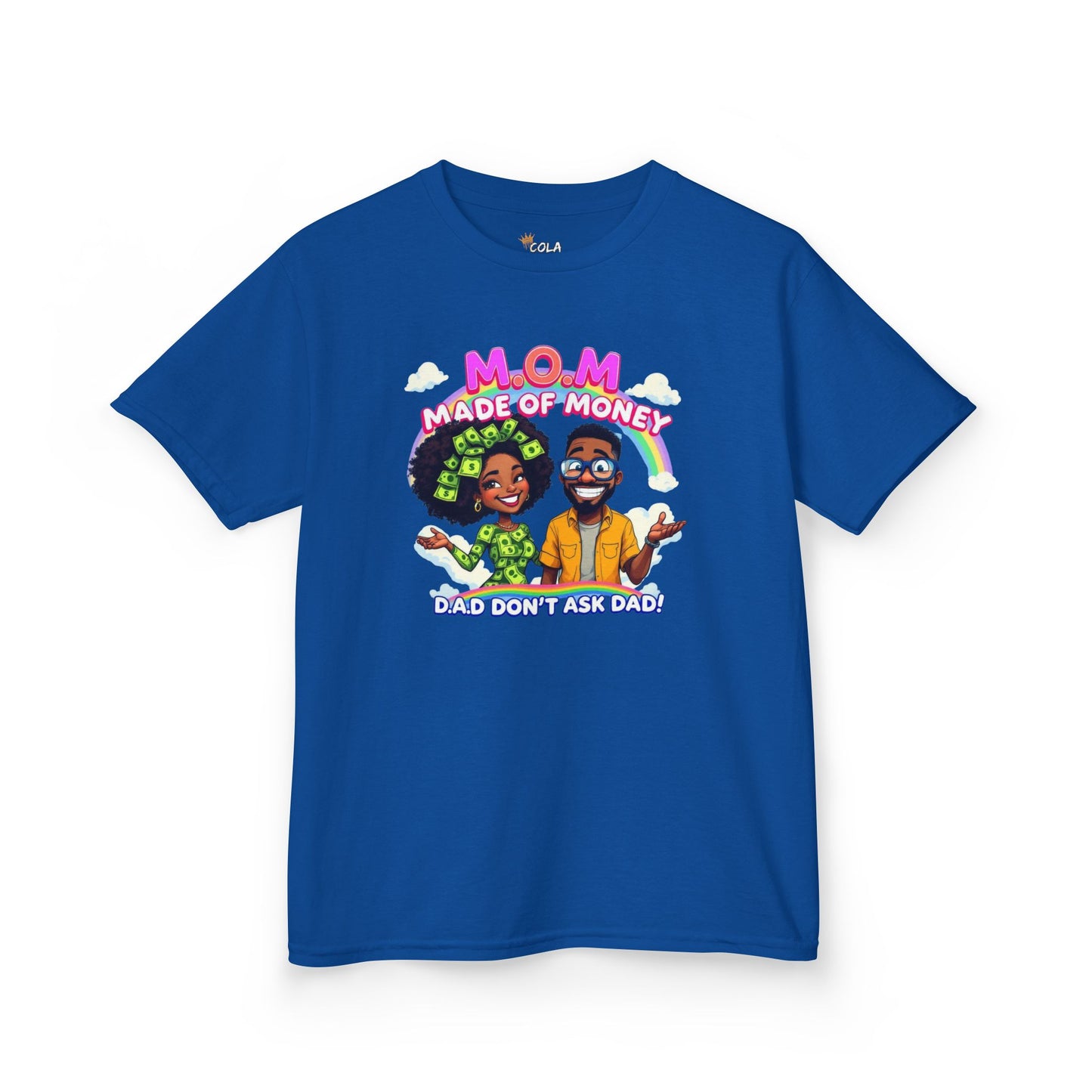 Kids 'M.O.M Made of Money' Graphic Tee, Fun T-Shirt for Kids, Gift for Moms and Dads, Birthday Gift, Casual Everyday Wear