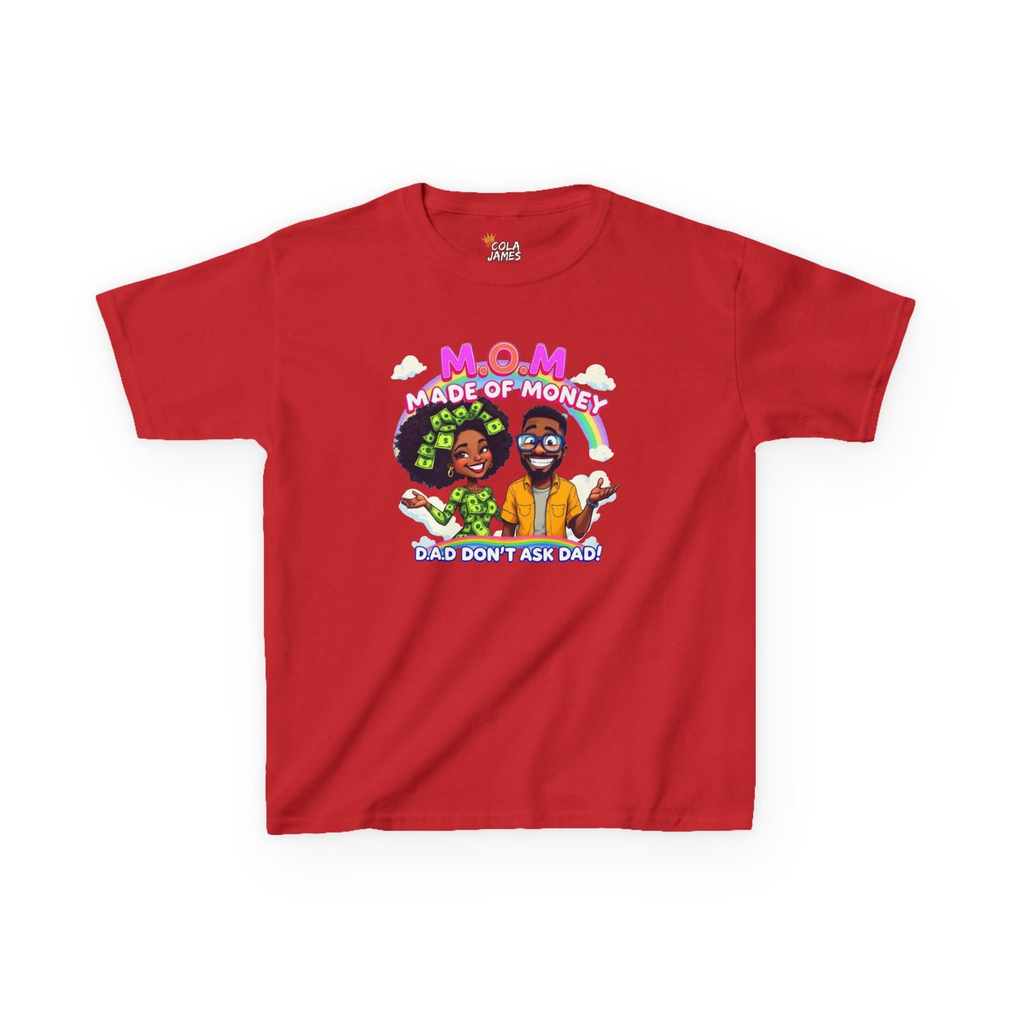 Kids 'M.O.M Made of Money' Graphic Tee, Fun T-Shirt for Kids, Gift for Moms and Dads, Birthday Gift, Casual Everyday Wear