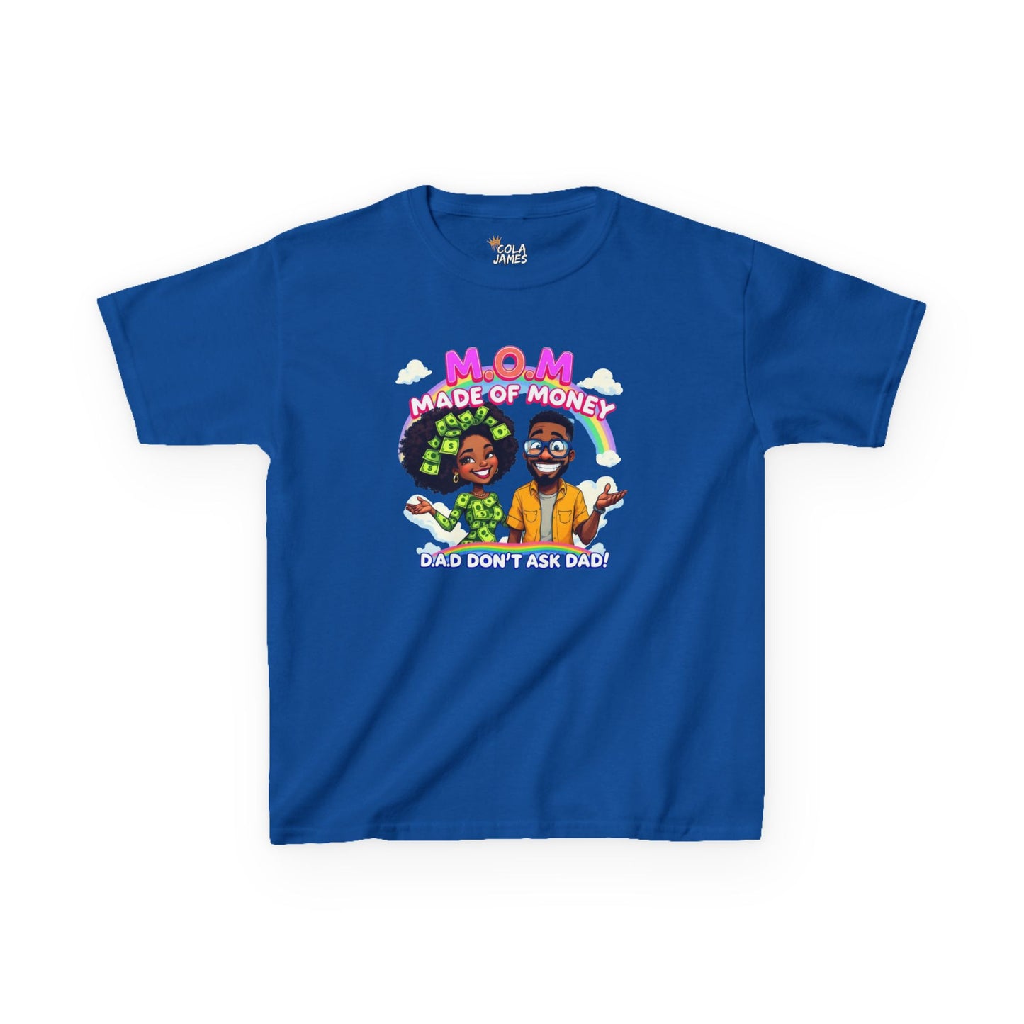 Kids 'M.O.M Made of Money' Graphic Tee, Fun T-Shirt for Kids, Gift for Moms and Dads, Birthday Gift, Casual Everyday Wear