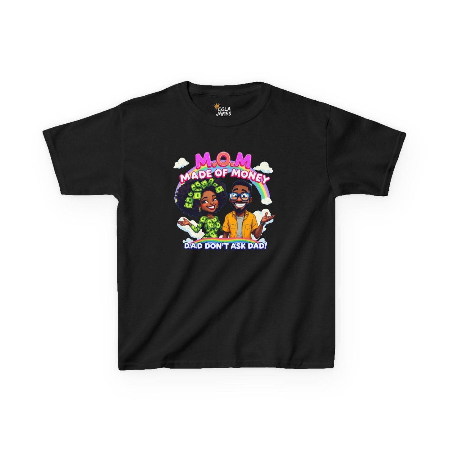 Kids 'M.O.M Made of Money' Graphic Tee, Fun T-Shirt for Kids, Gift for Moms and Dads, Birthday Gift, Casual Everyday Wear