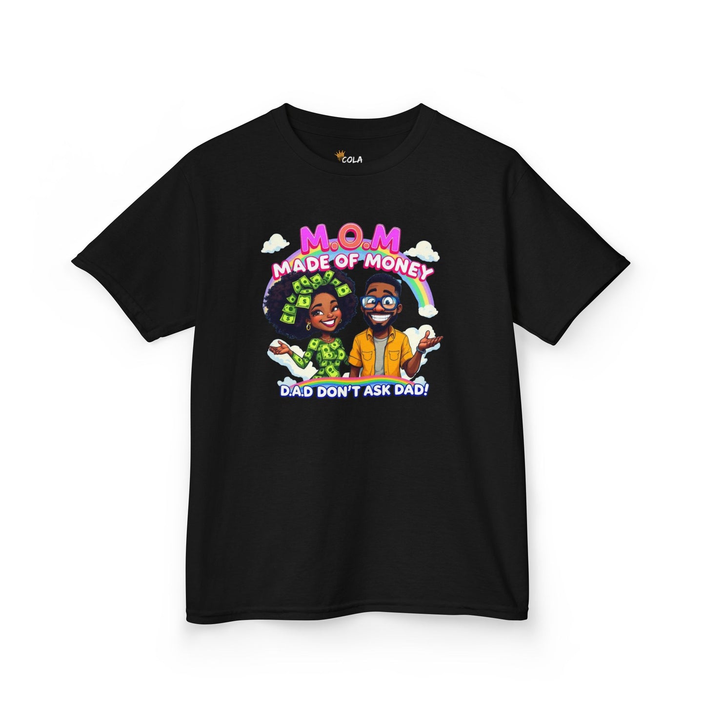 Kids 'M.O.M Made of Money' Graphic Tee, Fun T-Shirt for Kids, Gift for Moms and Dads, Birthday Gift, Casual Everyday Wear