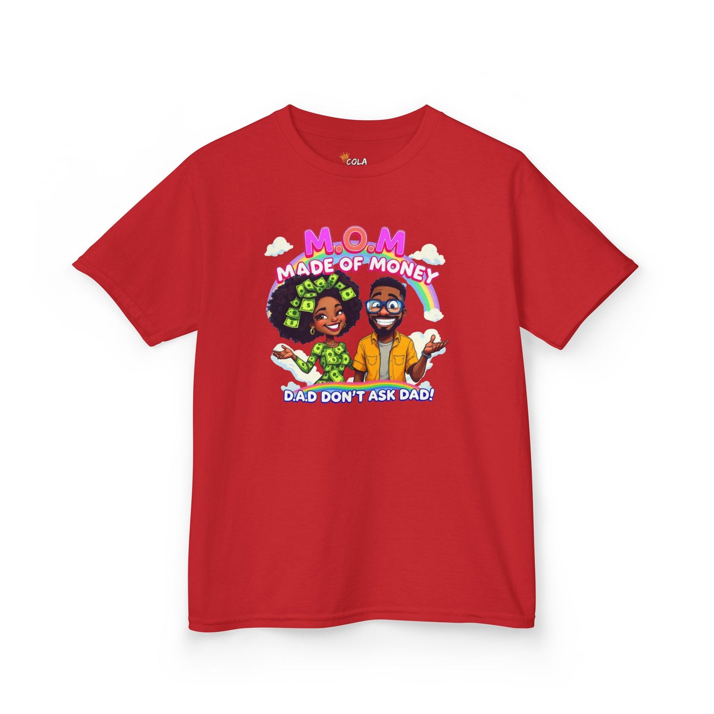 Kids 'M.O.M Made of Money' Graphic Tee, Fun T-Shirt for Kids, Gift for Moms and Dads, Birthday Gift, Casual Everyday Wear