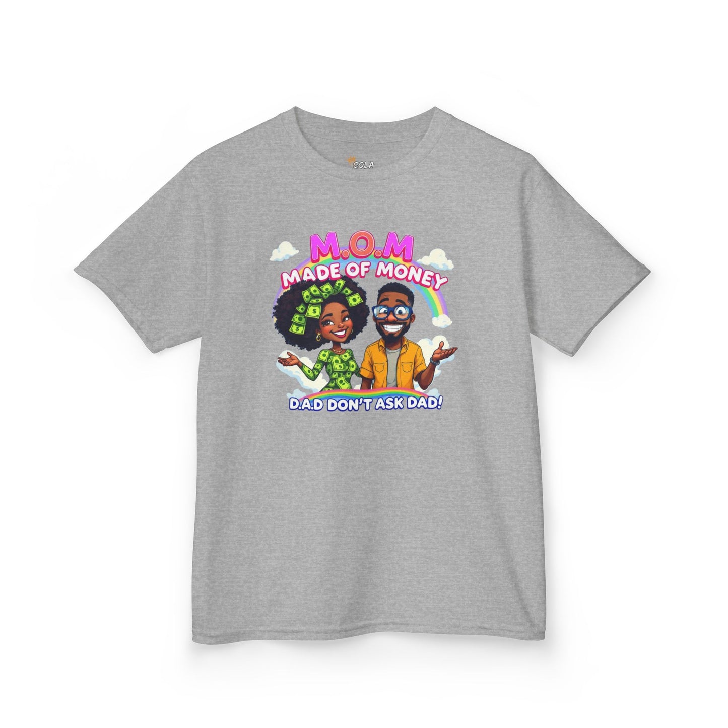 Kids 'M.O.M Made of Money' Graphic Tee, Fun T-Shirt for Kids, Gift for Moms and Dads, Birthday Gift, Casual Everyday Wear