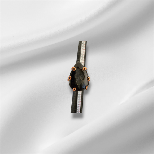 One of One Onyx Druzy Teardrop Ring | Handmade Statement Crystal Jewelry | Size 9