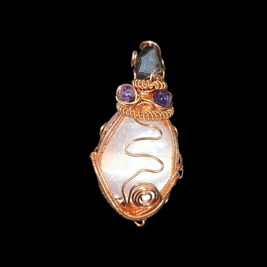 Copper wire-wrapped Selenite.