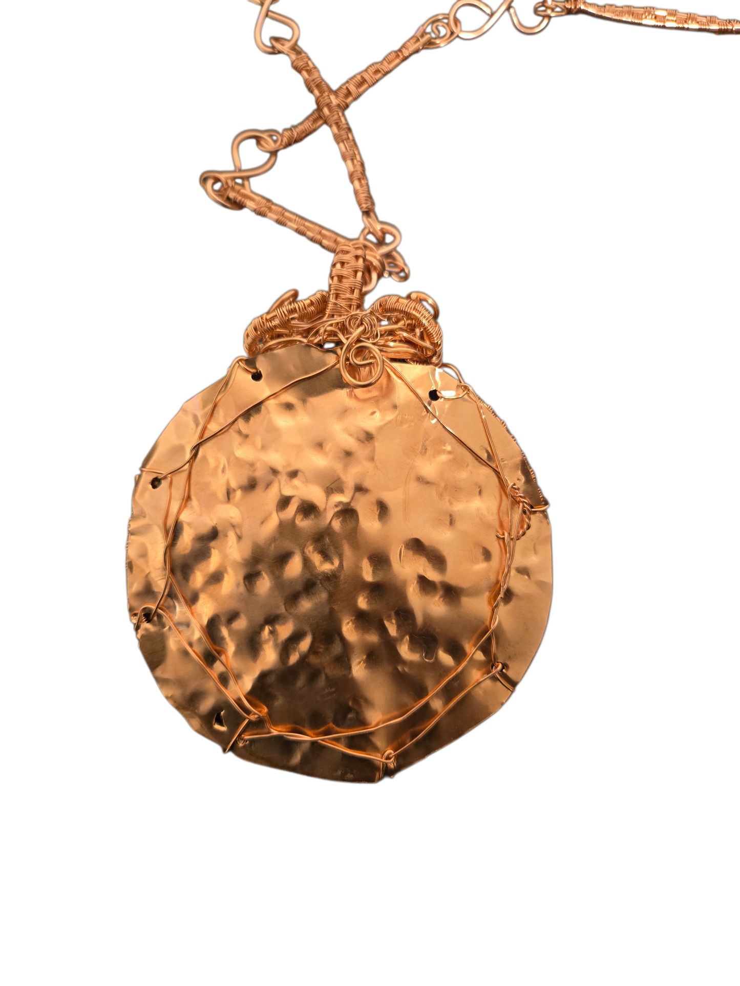 Copper Wire Wrapped Obsidian Black Mirror Necklace – Protective Grounding Crystal Pendant