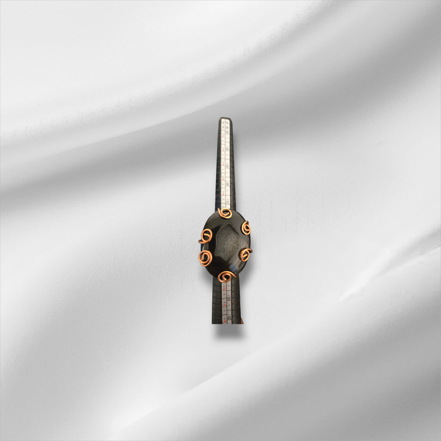 One of One Onyx Druzy Oval Ring | Handmade Statement Crystal Jewelry | Size 10