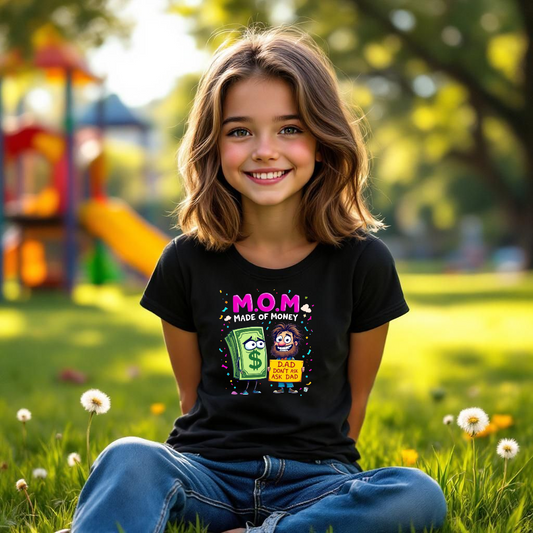 Kids Fun Graphic Tee, Made of Money T-Shirt, Mom Gift Tee, Birthday Party Shirt, Budget-Friendly Style