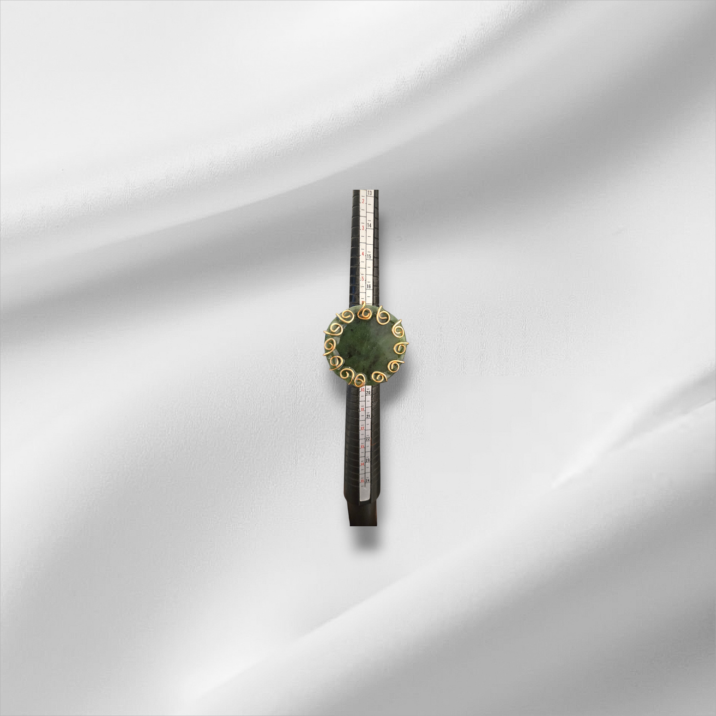 One of One Gold Plated Nephrite Jade Ring | Handmade Jade Crystal Jewelry | Size 8